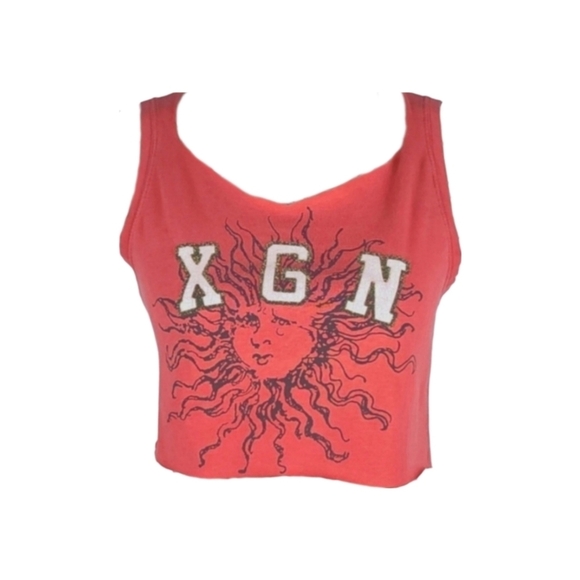 Vintage Tops - Sun Graphic Vintage Baby Tee Crop Top in Red Grunge Punk Skater Size L